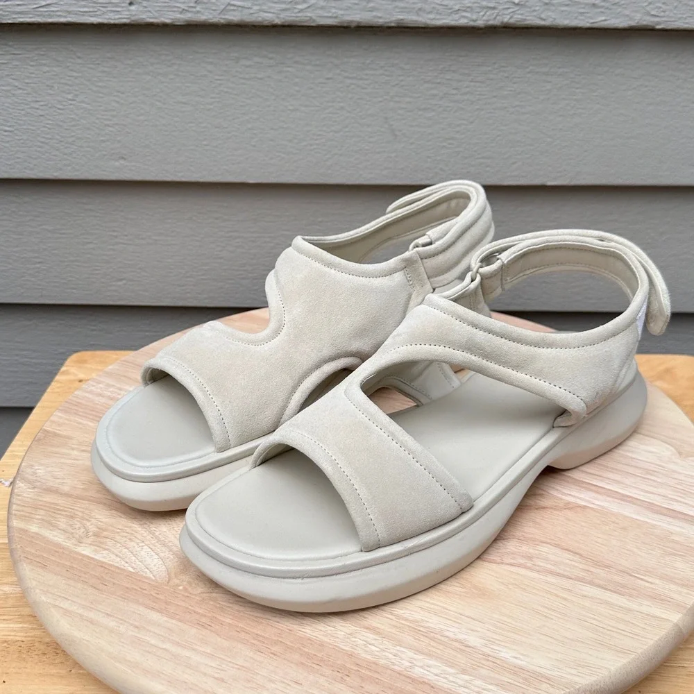 Vince Glyn Suede Platform Sandals Bone White Slingback Womens 9 EUR 40